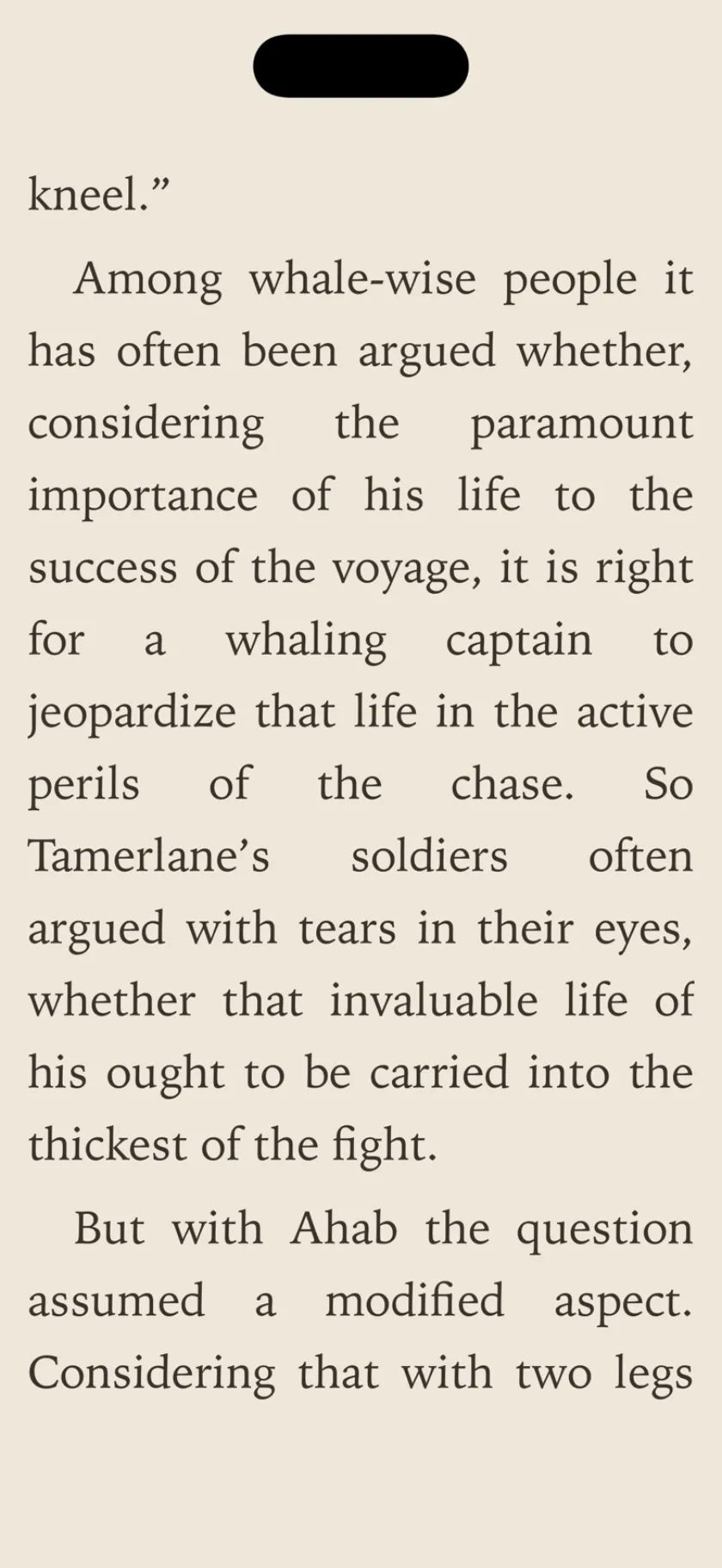 A page of Moby-Dick on a cream background